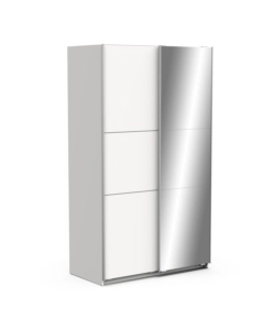 ARMADIO "GHOST" BIANCO CON ANTE SCORREVOLI E SPECCHIO, 116X59X203 CM
